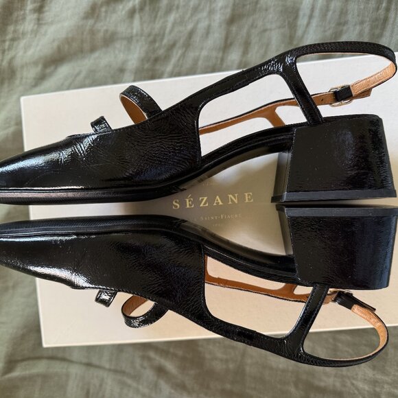 Sezane Paula Babies 41 patent black EUC - Picture 3 of 4